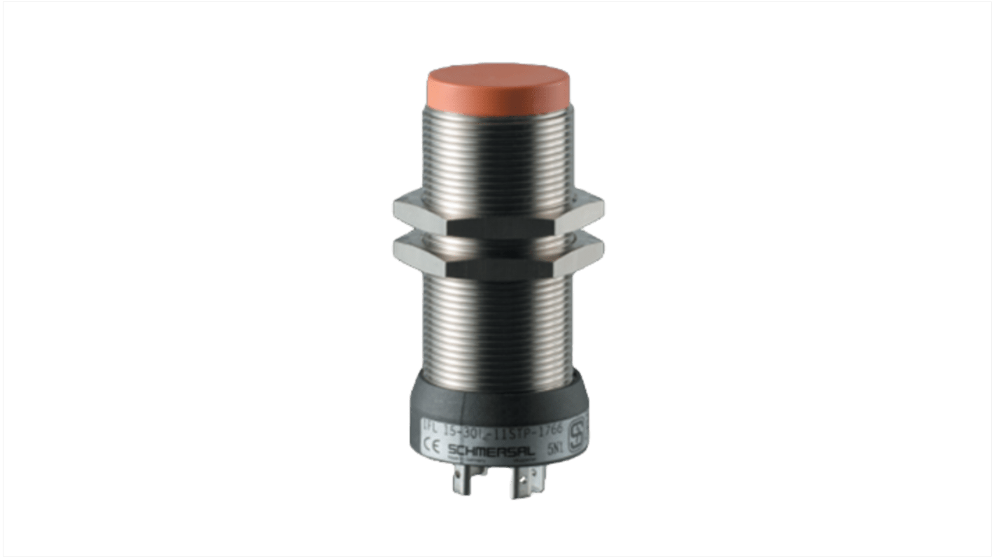 Sensor inductivo Schmersal, M30 x 1.5, alcance 15 mm, salida PNP, 10 → 60 V cc, IP67