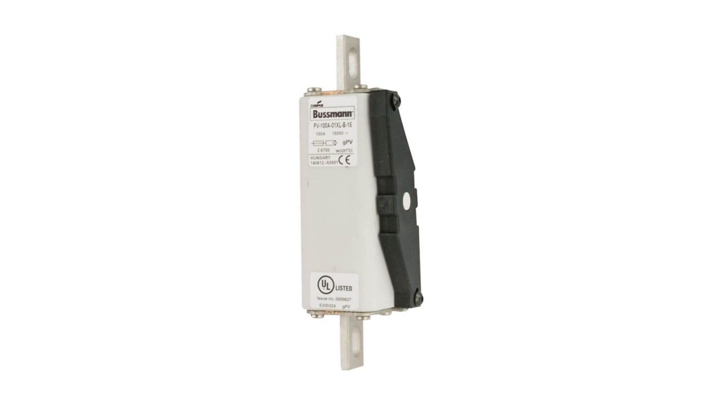 Fusibile con linguette, Eaton, 100A, fusibile 01XL, standard IEC 60269-6, fori di fissaggio da 163mm 1.5kV