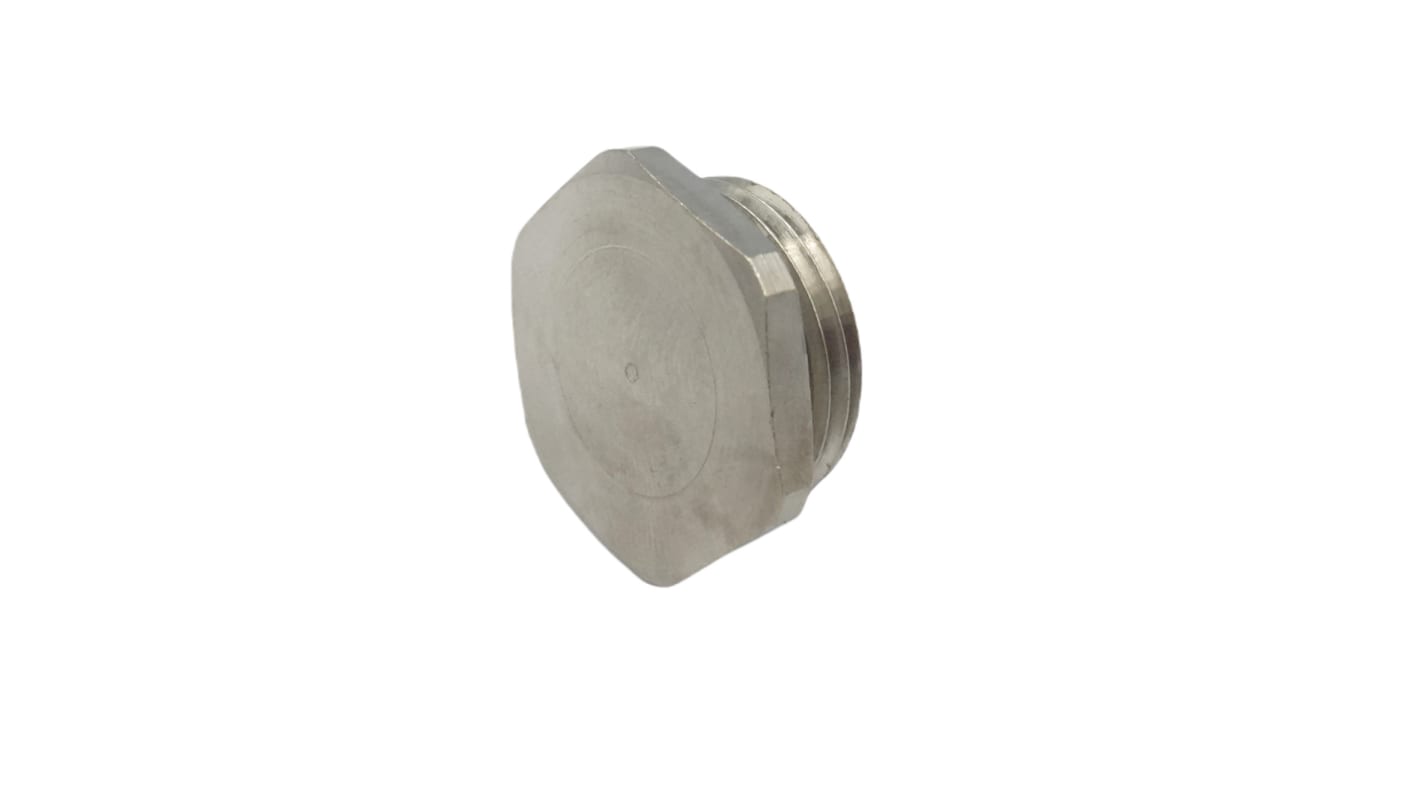 Capri Stopping Plug, PG11, 21mm Hole Diameter, Nickel Plated Brass, Stainless Steel, 21mm Diameter, Threaded
