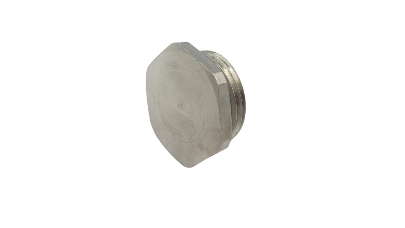 Capri Stopping Plug, PG13, 23mm Hole Diameter, Nickel Plated Brass, Stainless Steel, 23mm Diameter, Threaded