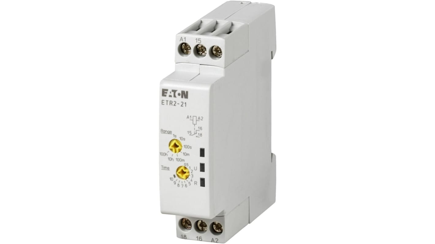 Eaton 262687 ETR2 Series Timer Relay, 240V ac, 1-Contact, 0.05 → 360000s