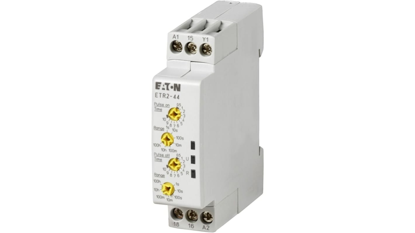 Timer Relay 240V ac 1-stykowy Eaton 0.05 → 360000s 262730 ETR2 Przekaźnik czasowy funkcyjny