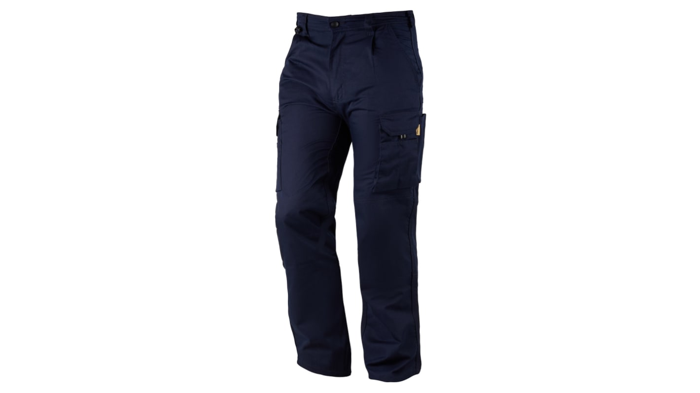 Orn 2100N Navy Cotton, Elastane, Polyester Stretchy Trousers 28in, 71cm Waist