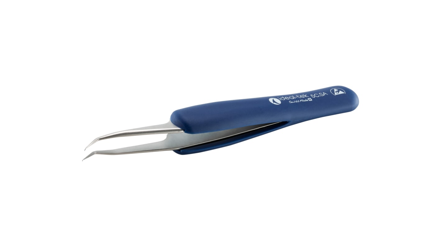 ideal-tek 115 mm, Stainless Steel, Bent, ESD Tweezers