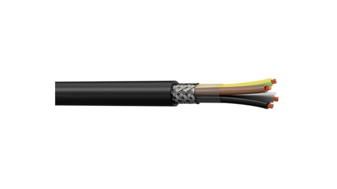 CAE Groupe CAELIFLEX Control Cable, 4 Cores, 2.5 mm², CY, Screened, Black PVC Sheath, 14 AWG