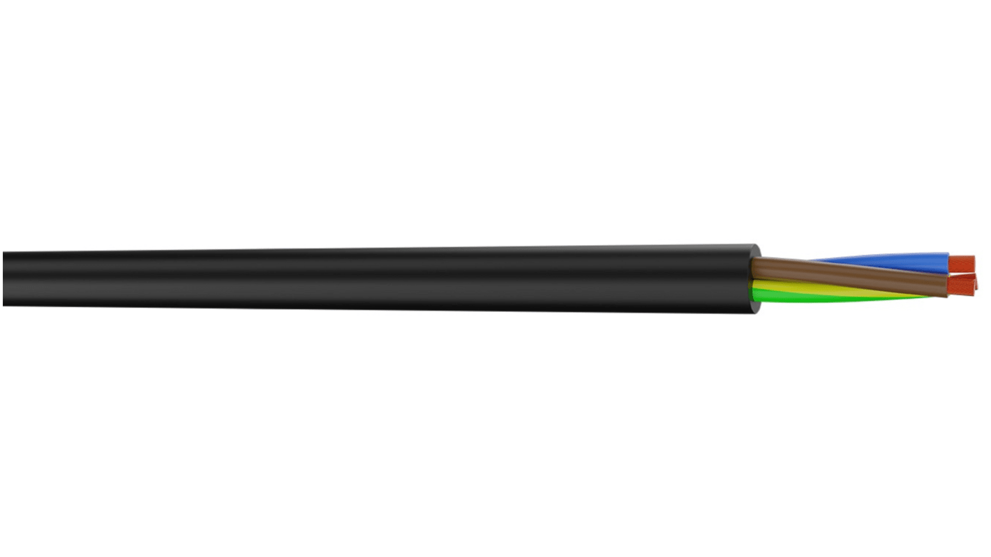 CAE Groupe Flexibles Kabel, 3-adrig Typ H07RNF Schwarz x 2.5 mm², 100m, 450 V, 750 V, Elastomer