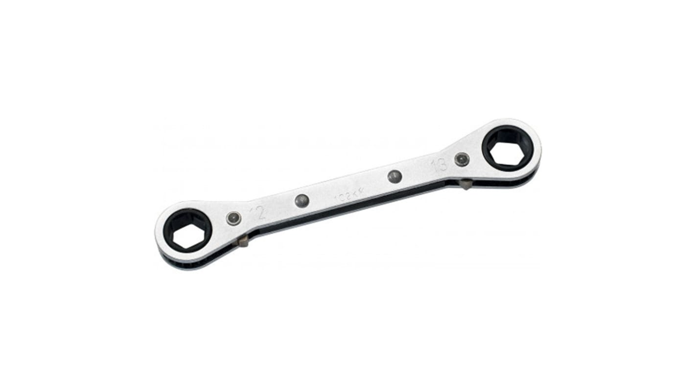 SAM Ratchet Combination Spanner, 145 mm Overall, 12 mm, 13 mm Jaw Capacity