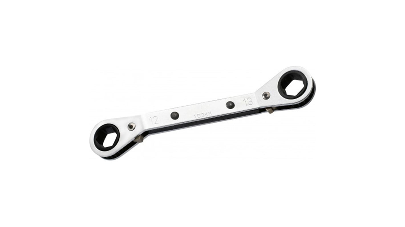 SAM Ratchet Combination Spanner, 145 mm Overall, 12 mm, 13 mm Jaw Capacity