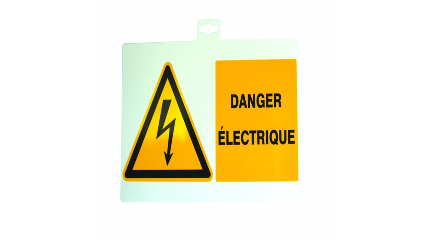 Indicador de peligro con pictograma: Peligro, texto en: Francés "Danger Electrique", autoadhesivo x 0.4 cm