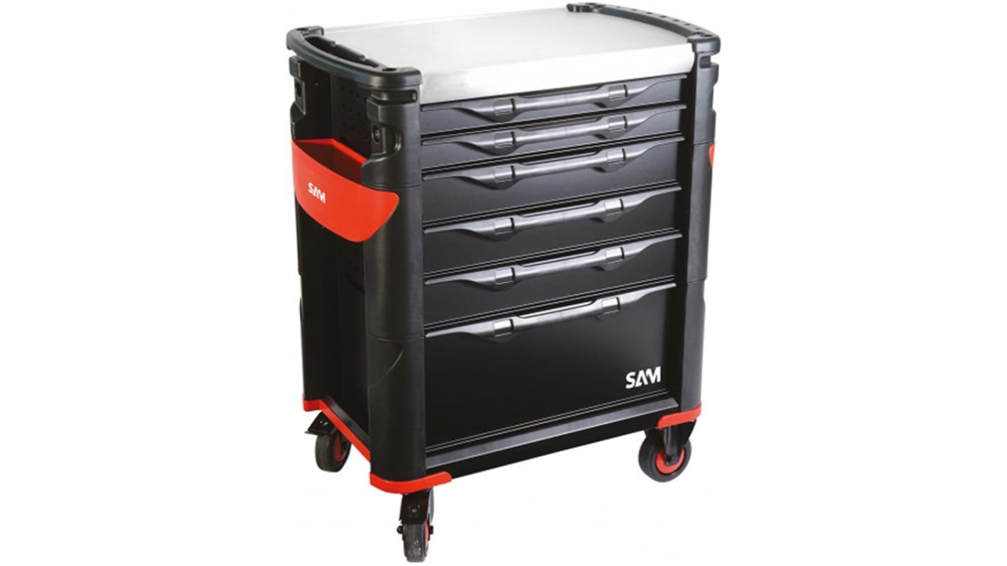 SAM 7 drawer Stainless Steel Wheeled Tool Trolley, 1m x 510mm x 834mm