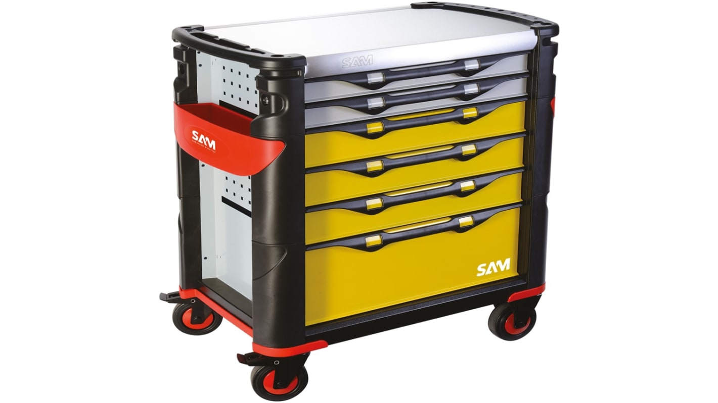 SAM 6 drawer Magnet Wheeled Tool Trolley, 1m x 510mm x 834mm