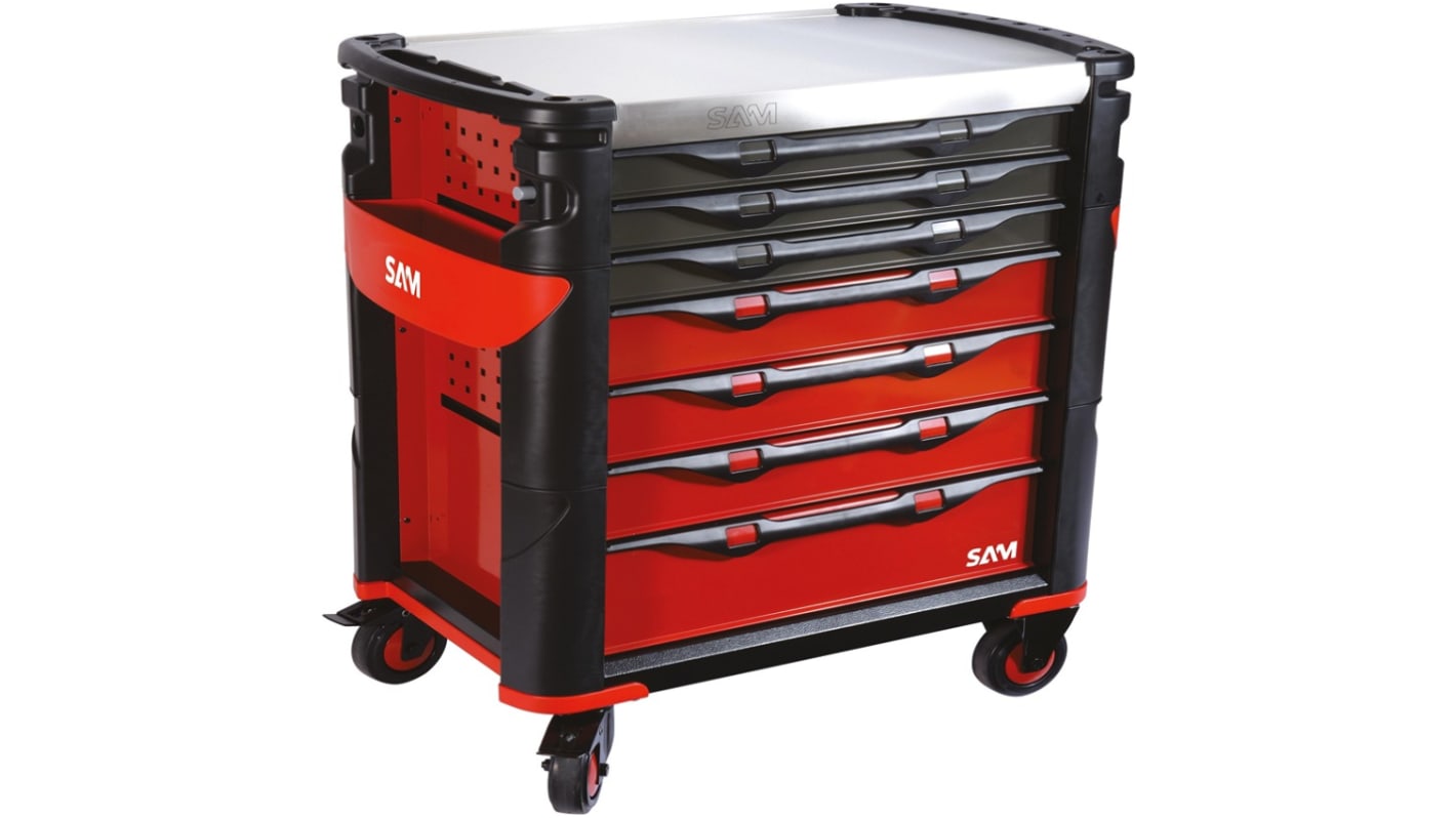 SAM 7 drawer Magnet Wheeled Tool Trolley, 1m x 834mm x 834mm