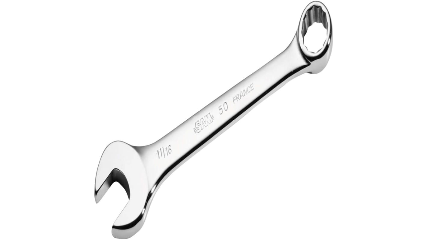 SAM Ratchet Combination Spanner, 264 mm Overall, 1in Jaw Capacity, Comfortable Soft Grip Handle