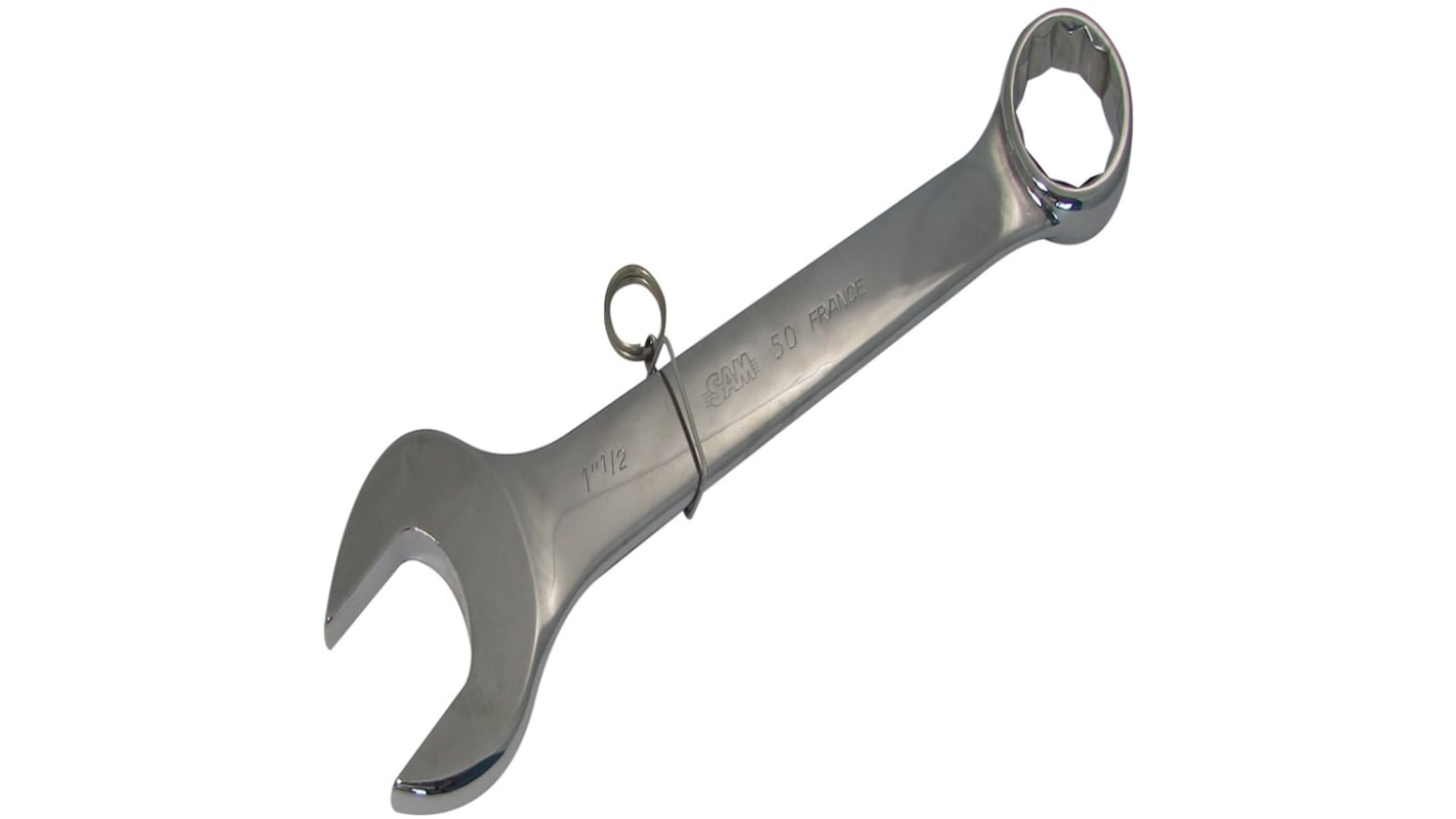 SAM Ratchet Combination Spanner, 305 mm Overall, 1"1/8in Jaw Capacity, Comfortable Soft Grip Handle