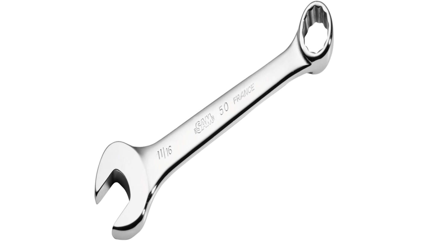 SAM Ratchet Combination Spanner, 381 mm Overall, 1"3/8mm Jaw Capacity, Comfortable Soft Grip Handle