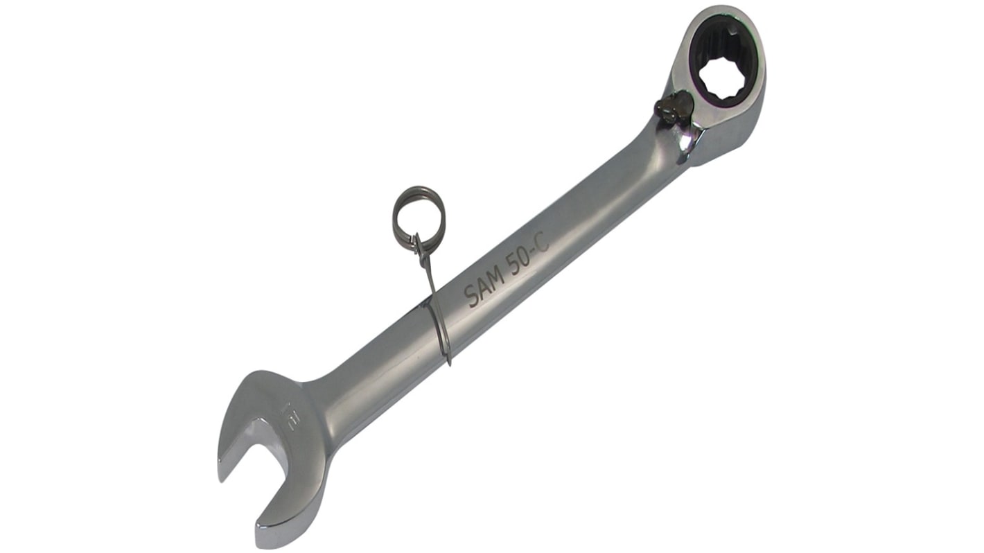 Llave combinada de carraca SAM, capacidad de mordaza 32mm, longitud 417,5 mm