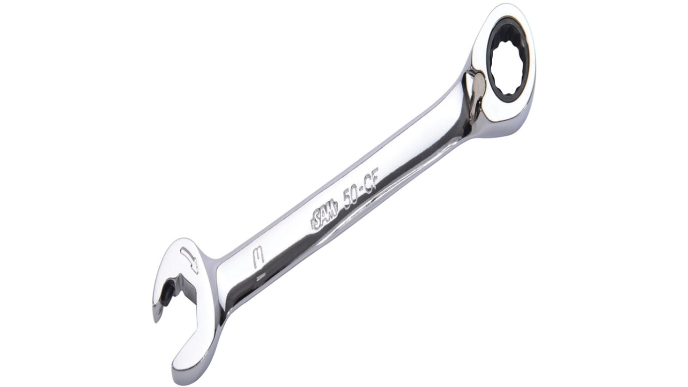 SAM Ratchet Combination Spanner, 163 mm Overall, 11mm Jaw Capacity