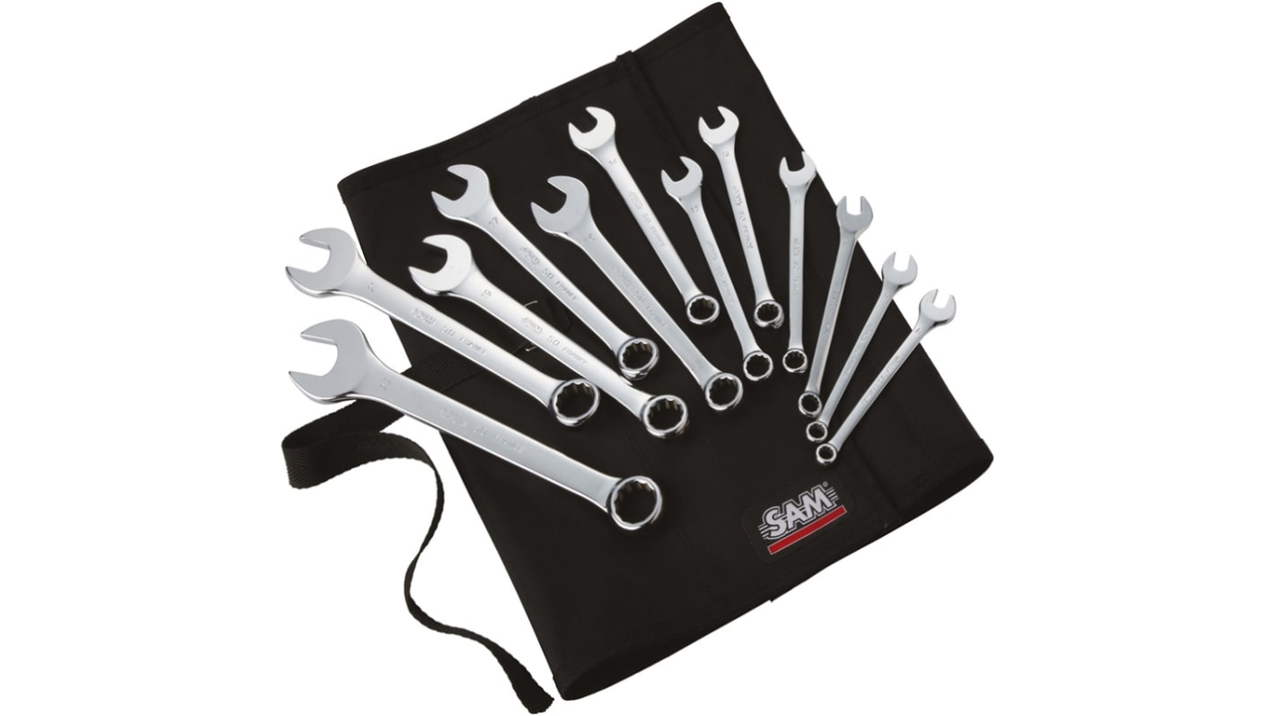 SAM 50-TR12 Series 12-Piece Combination Spanner Set, 8 mm, 9 mm, 10 mm, 11 mm, 12 mm, 13 mm, 14 mm, 16 mm, 17 mm, 19