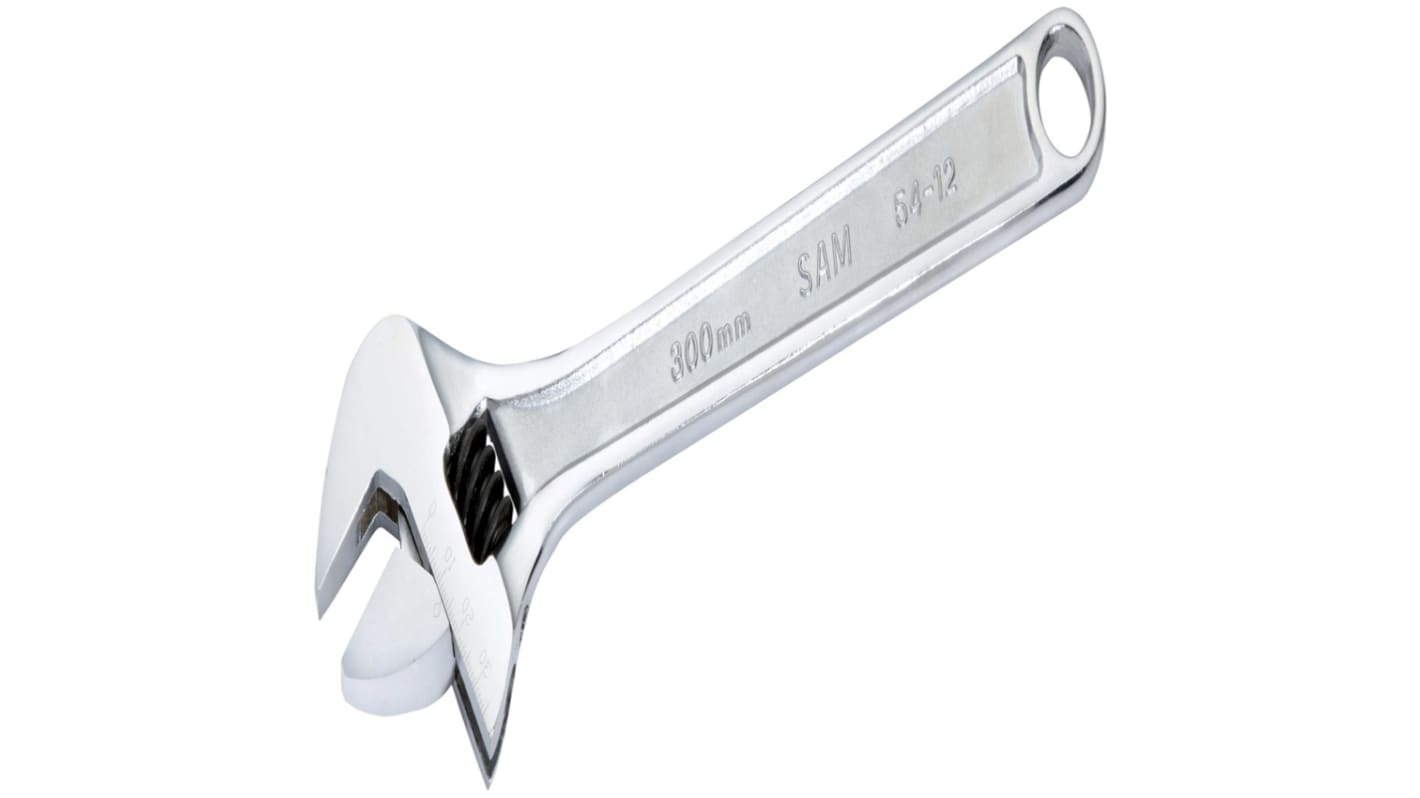 SAM Adjustable Spanner, 255 mm Overall, 30mm Jaw Capacity, Comfortable Soft Grip Handle