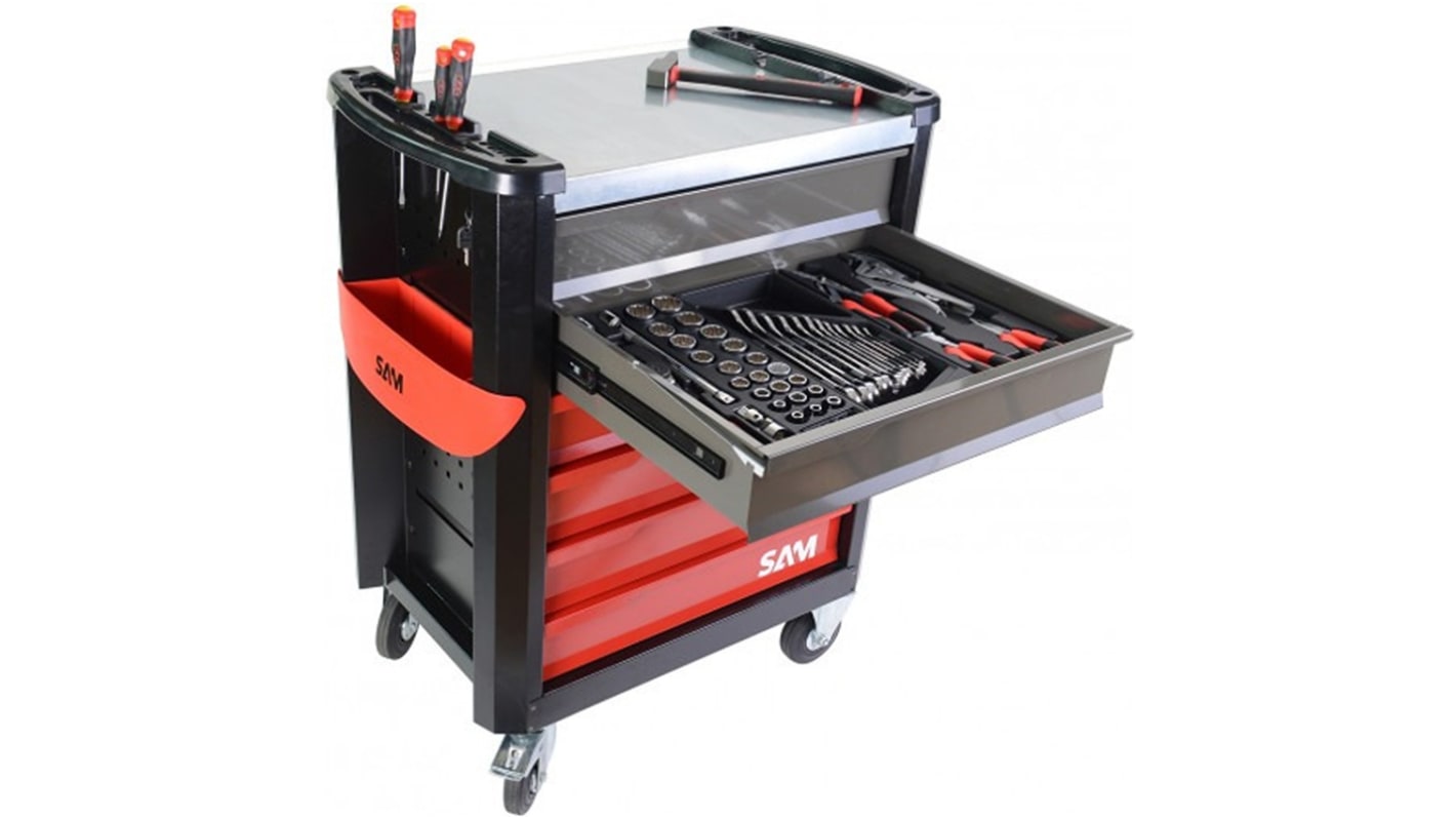 SAM 6 drawer ABS Wheeled Tool Trolley, 1.1m x 800mm x 600mm