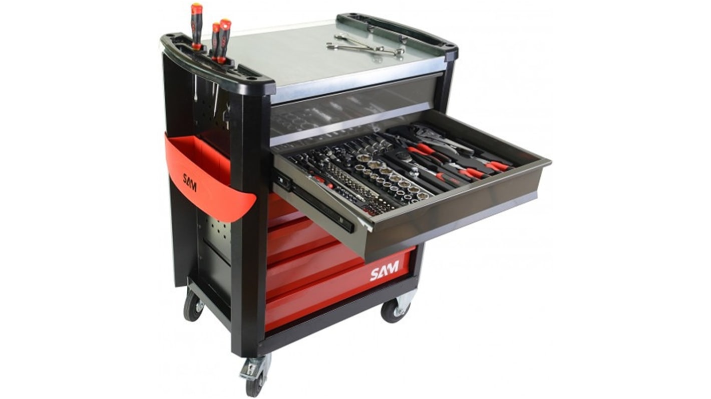 SAM 6 drawer Foam Wheeled Tool Trolley, 1.1m x 800mm x 600mm