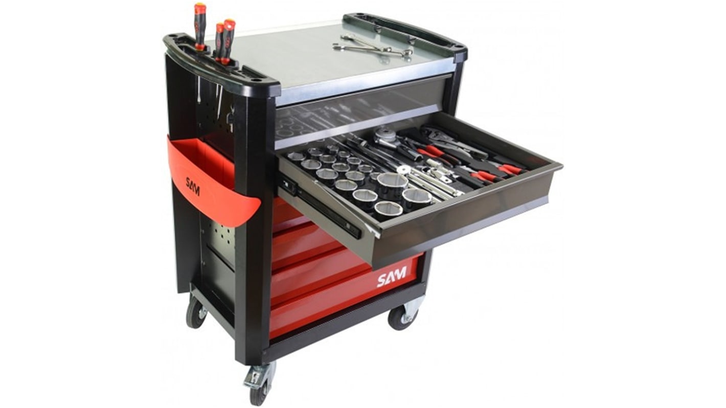 SAM 6 drawer ABS Wheeled Tool Trolley, 1.1m x 800mm x 600mm