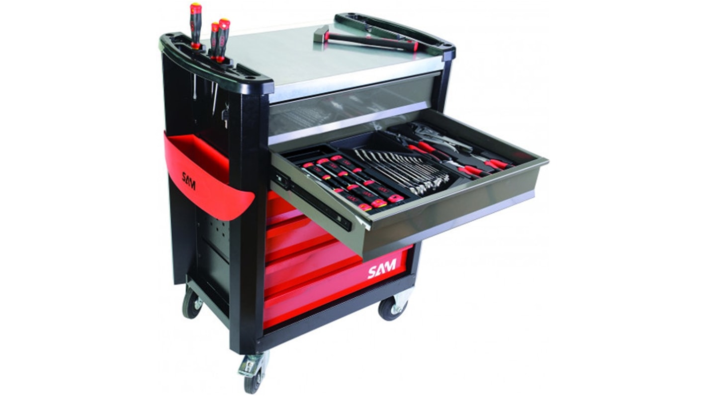 SAM 6 drawer ABS Wheeled Tool Trolley, 1.1m x 800mm x 600mm