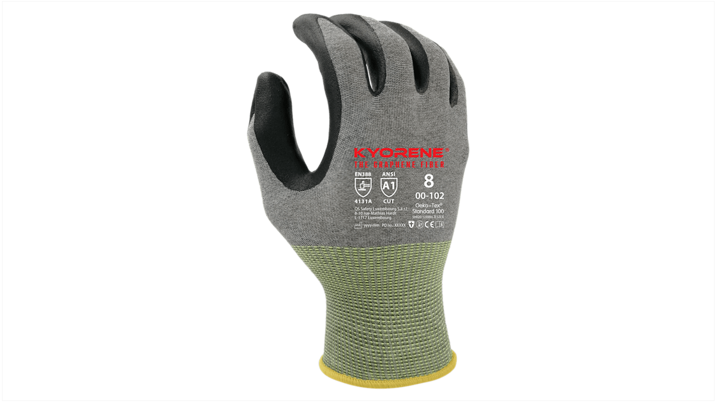 Gants KYORENE 00-102 taille 11, Résistant à l'abrasion/ coupures, 12 Paires, Noir, gris