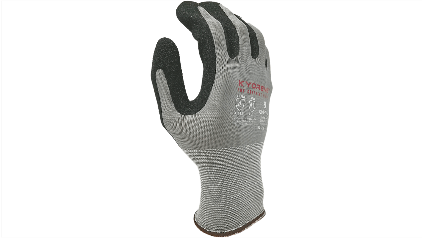 Gants KYORENE 00-110 taille 10, XL, Résistant à l'abrasion/ coupures, 12Paires, Noir, gris