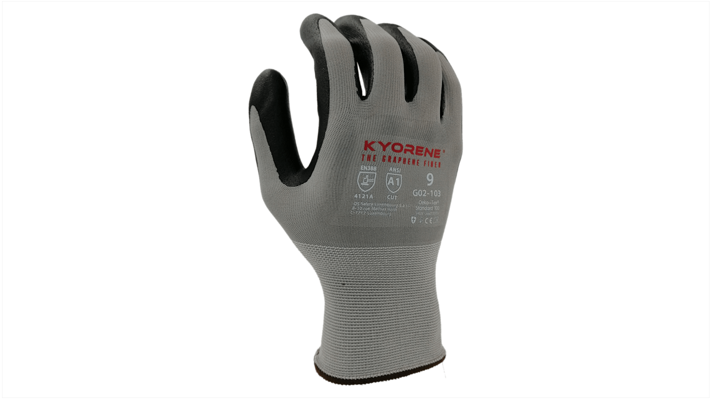 KYORENE 00-111 Black, Grey Graphene, Polyester Abrasion Resistant, Cut Resistant, Puncture Resistant, Tear Resistant