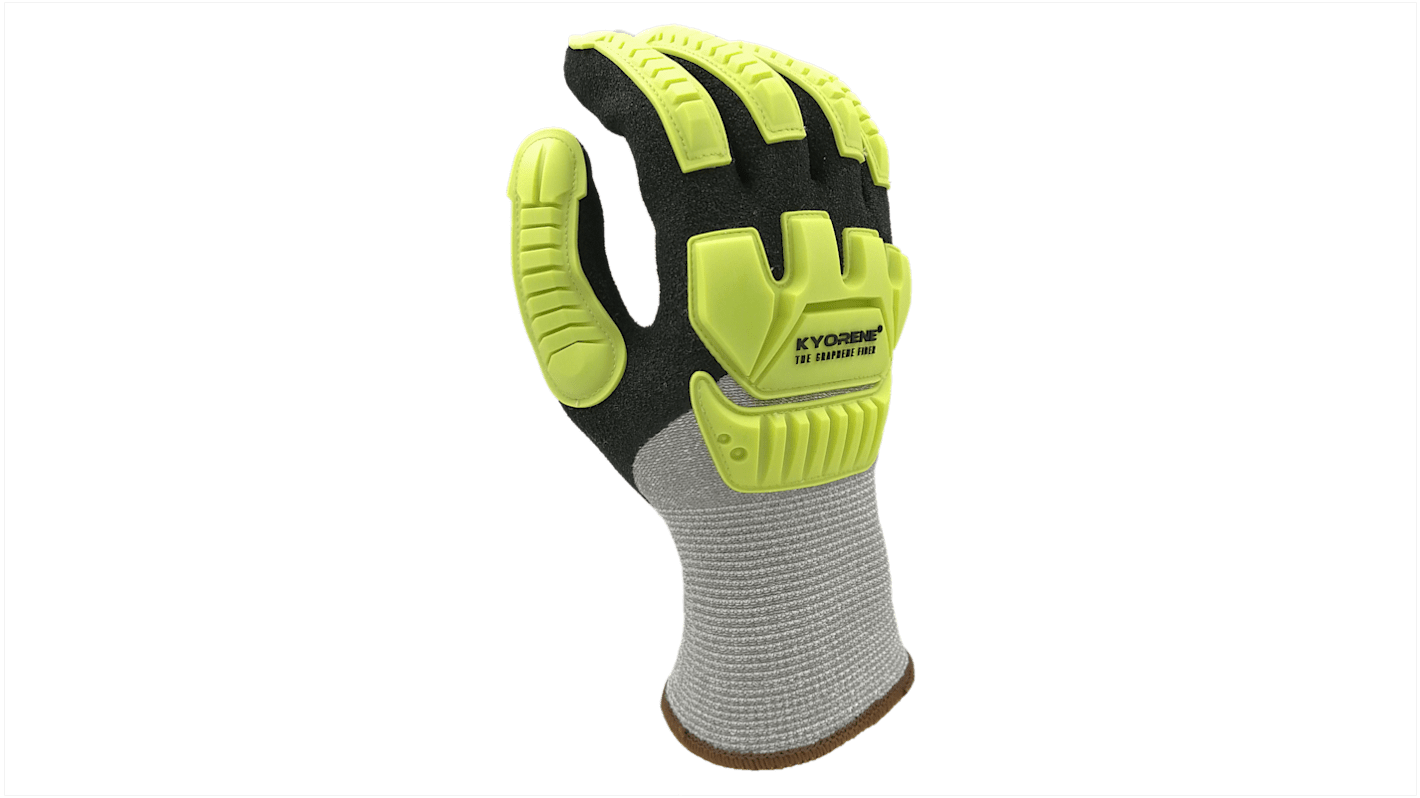 Guantes de Grafeno Gris, Amarillo KYORENE serie 00-408, talla 10, con recubrimiento de Espuma de nitrilo, Resistentes a