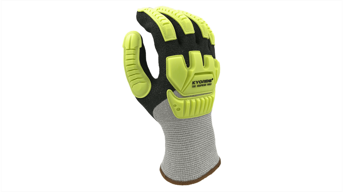 KYORENE 00-408 Grey, Yellow Graphene Abrasion Resistant, Cut Resistant, Puncture Resistant, Tear Resistant Gloves, Size