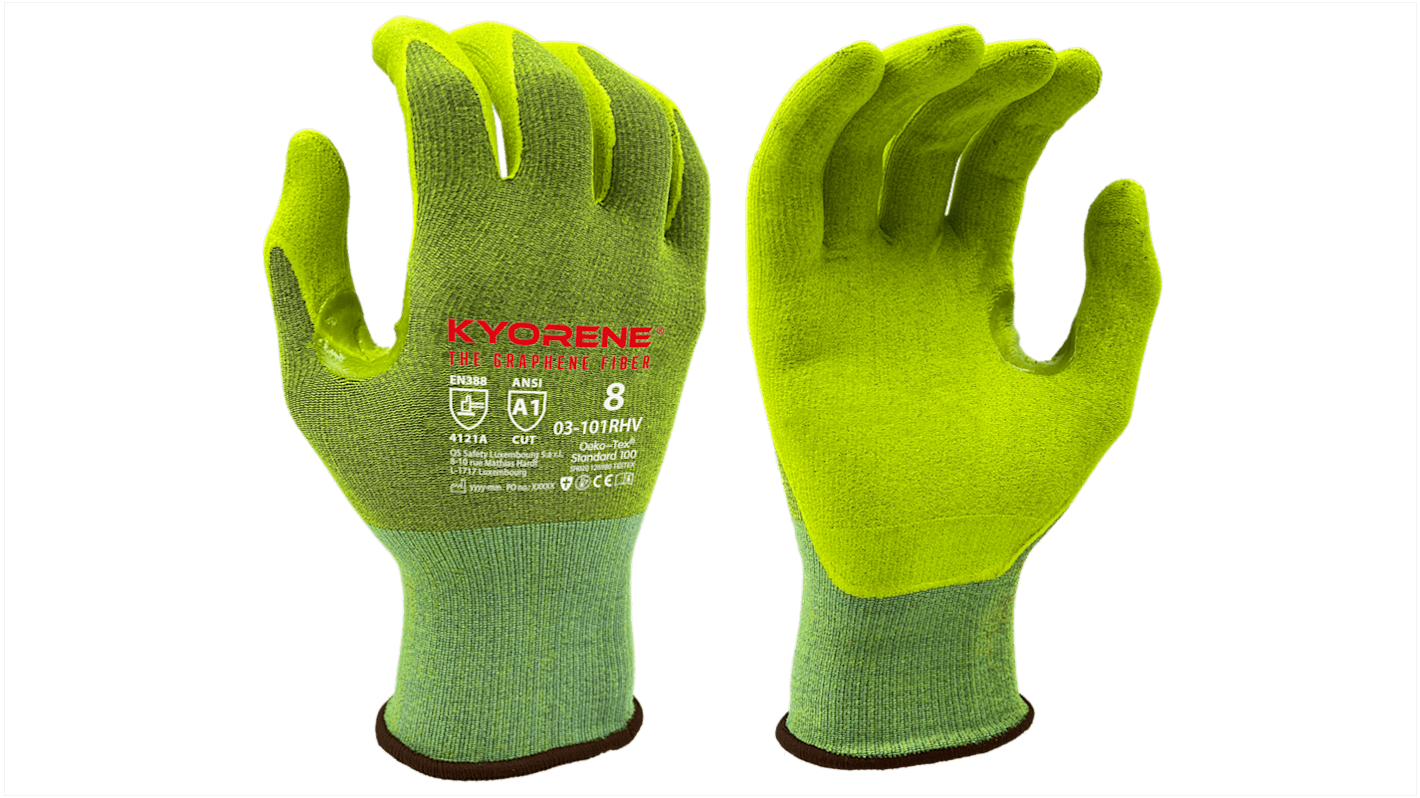 KYORENE 03-101R HV Yellow Graphene, Nylon General Purpose Gloves, Size 11, Nitrile Coating