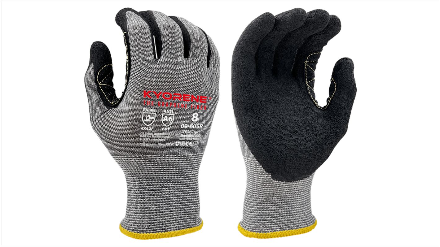 Gants KYORENE 09-605R1 taille 7, Résistant aux coupures, 12 Paires, Noir, gris