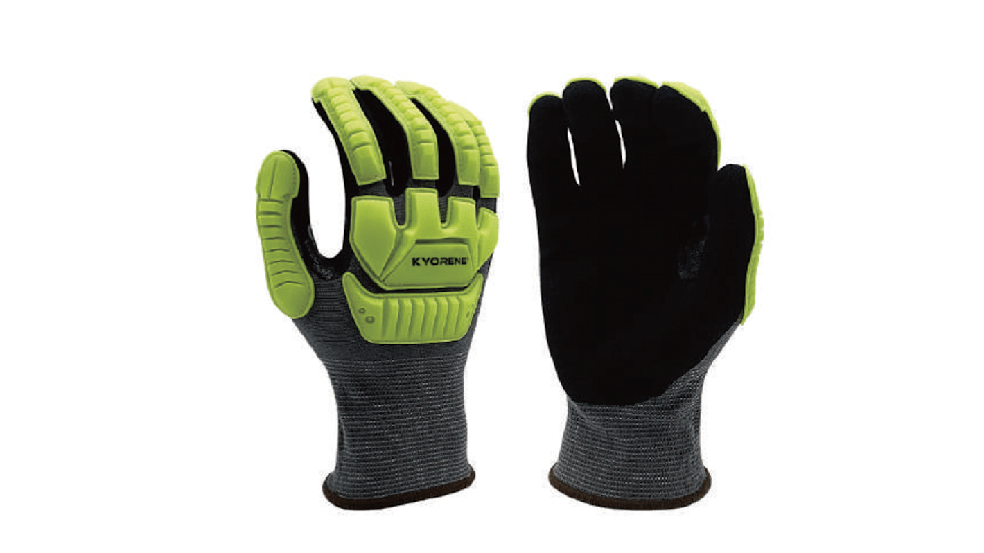 Guantes de Grafeno, Nylon Gris, Amarillo KYORENE serie K01-903RT, talla 9, con recubrimiento de Microespuma de nitrilo