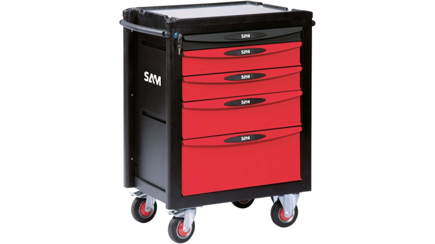 SAM 5 drawer Aluminium Wheeled Tool Trolley, 940mm x 475mm x 680mm