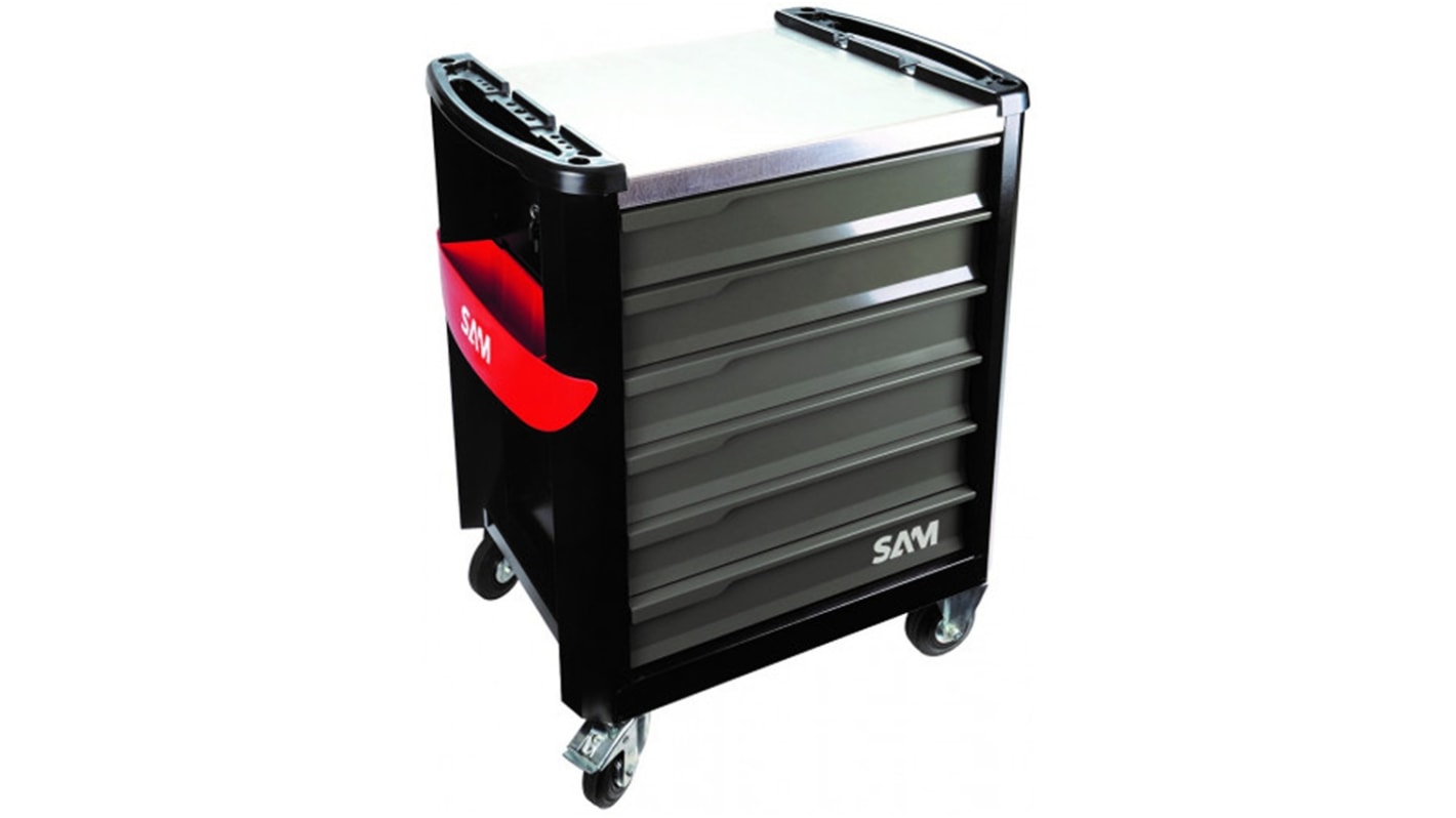 SAM 6 drawer Galvanised Steel Wheeled Tool Trolley, 1m x 834mm x 510mm