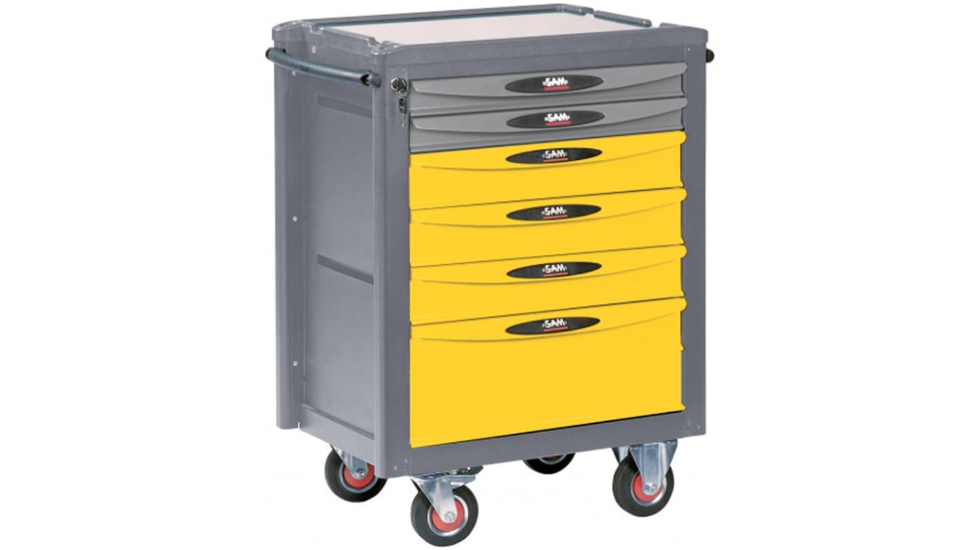 SAM 6 drawer Aluminium Wheeled Tool Trolley, 1.003m x 482mm x 765mm