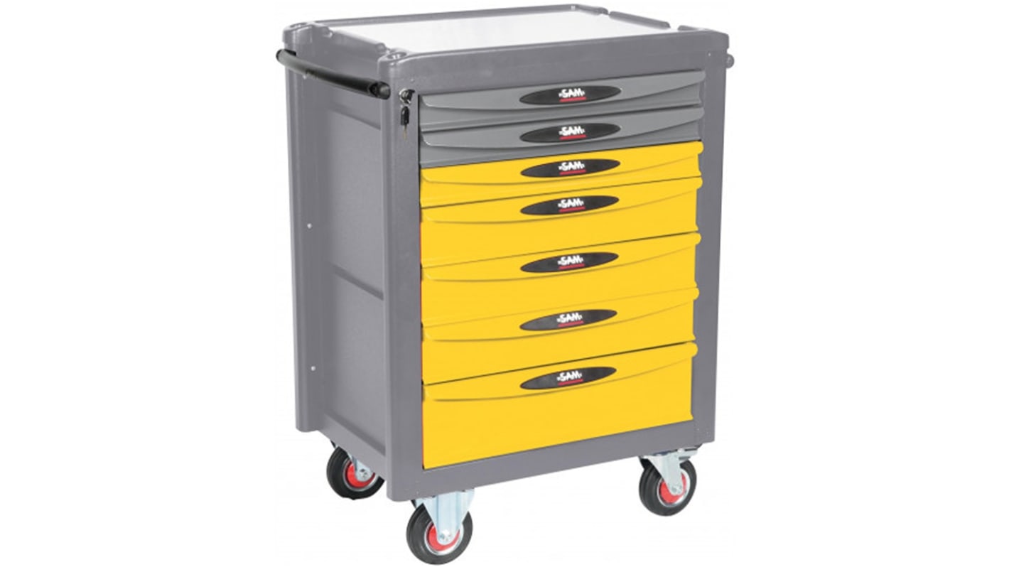 SAM 7 drawer ABS Wheeled Tool Trolley, 1.003m x 482mm x 785mm