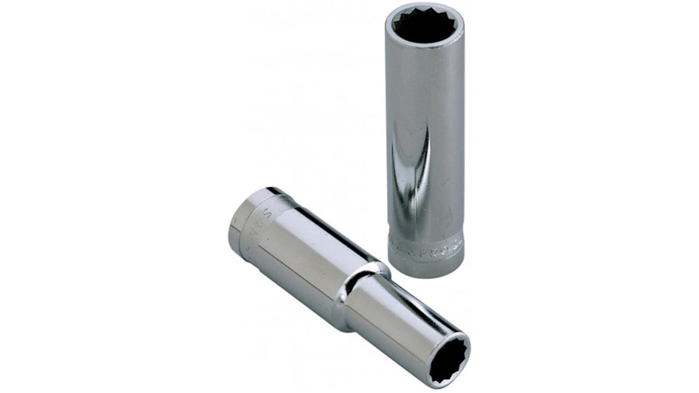 SAM 1/2 in Drive 11mm Deep Socket, Hex Bit, 17.5mm, 82 mm Overall Length