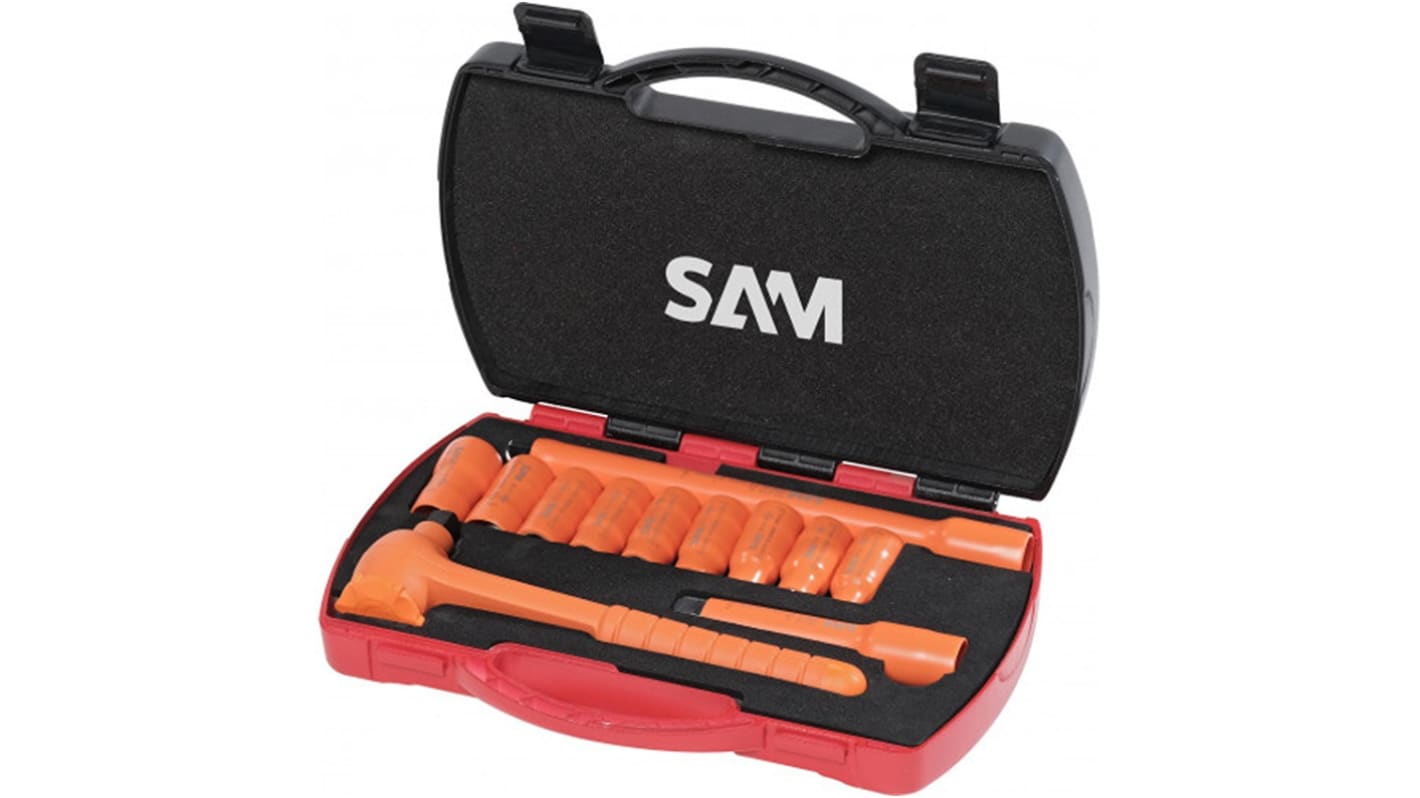 SAM 12-Piece Metric 1/2 in Insulated Bit Socket Set with Ratchet, VDE/1000V