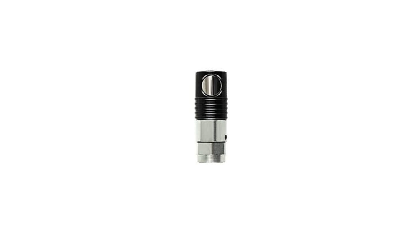 Legris Anodised Aluminium, Nickel Plated Brass Female Pneumatic Quick Connect Coupling, 1/4 in Female Female Thread