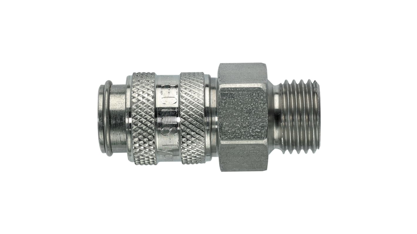 Enchufe rápido de Acero inoxidable 304 Legris, 1/4 in Male, Rosca Macho de 16mm, Europeo, Perfil Rectus