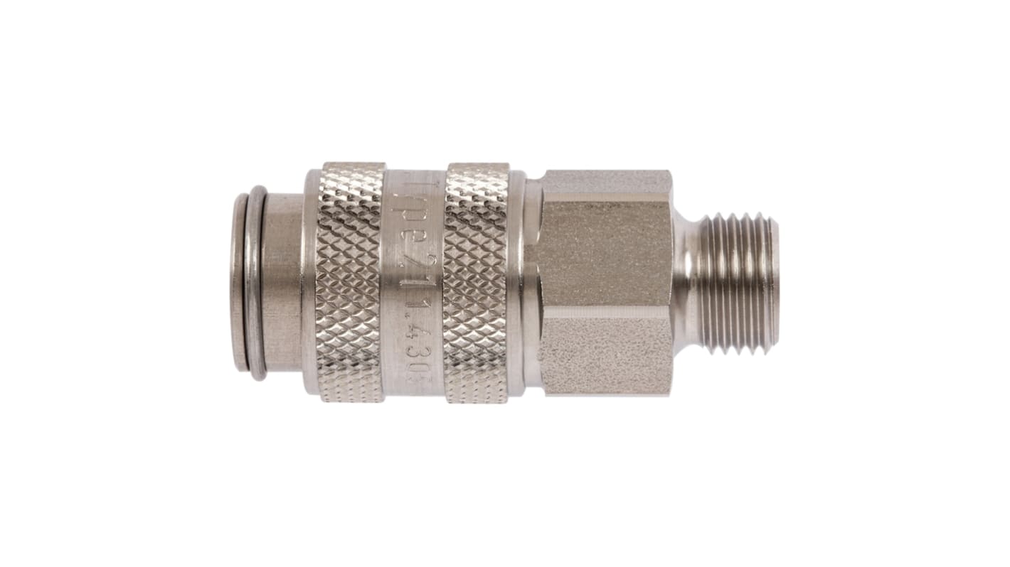 Legris Stainless Steel Female Pneumatic Quick Connect Coupling, 1/8 in Male 16mm Female Thread