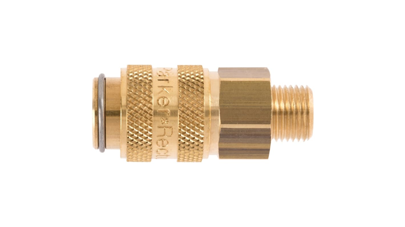 Legris Nickel Plated Brass Female Pneumatic Quick Connect Coupling, G 1/8 Male 16mm Female Thread