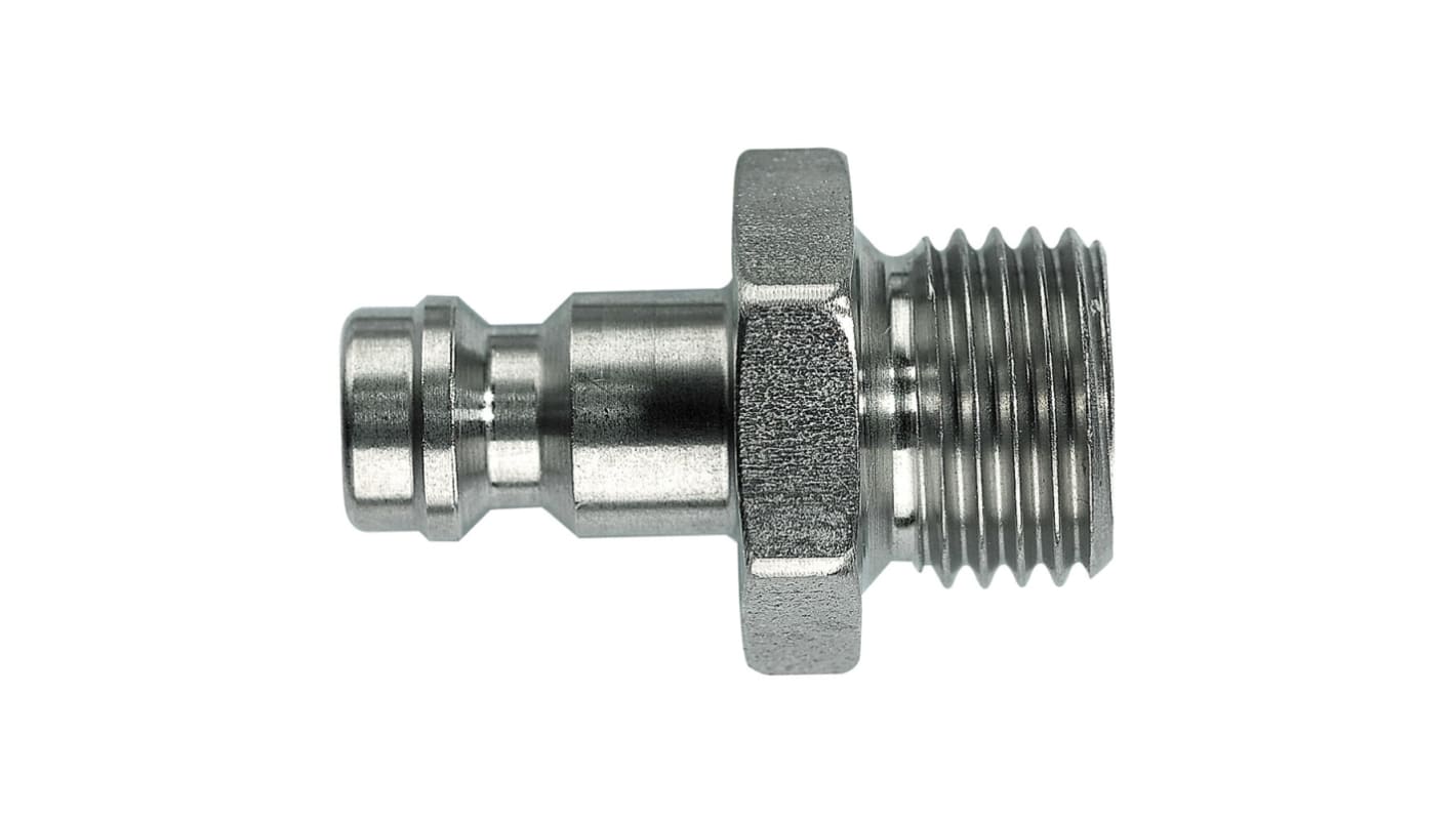 Legris Stainless Steel Male Pneumatic Quick Connect Coupling, 1/4 in Male Male Thread