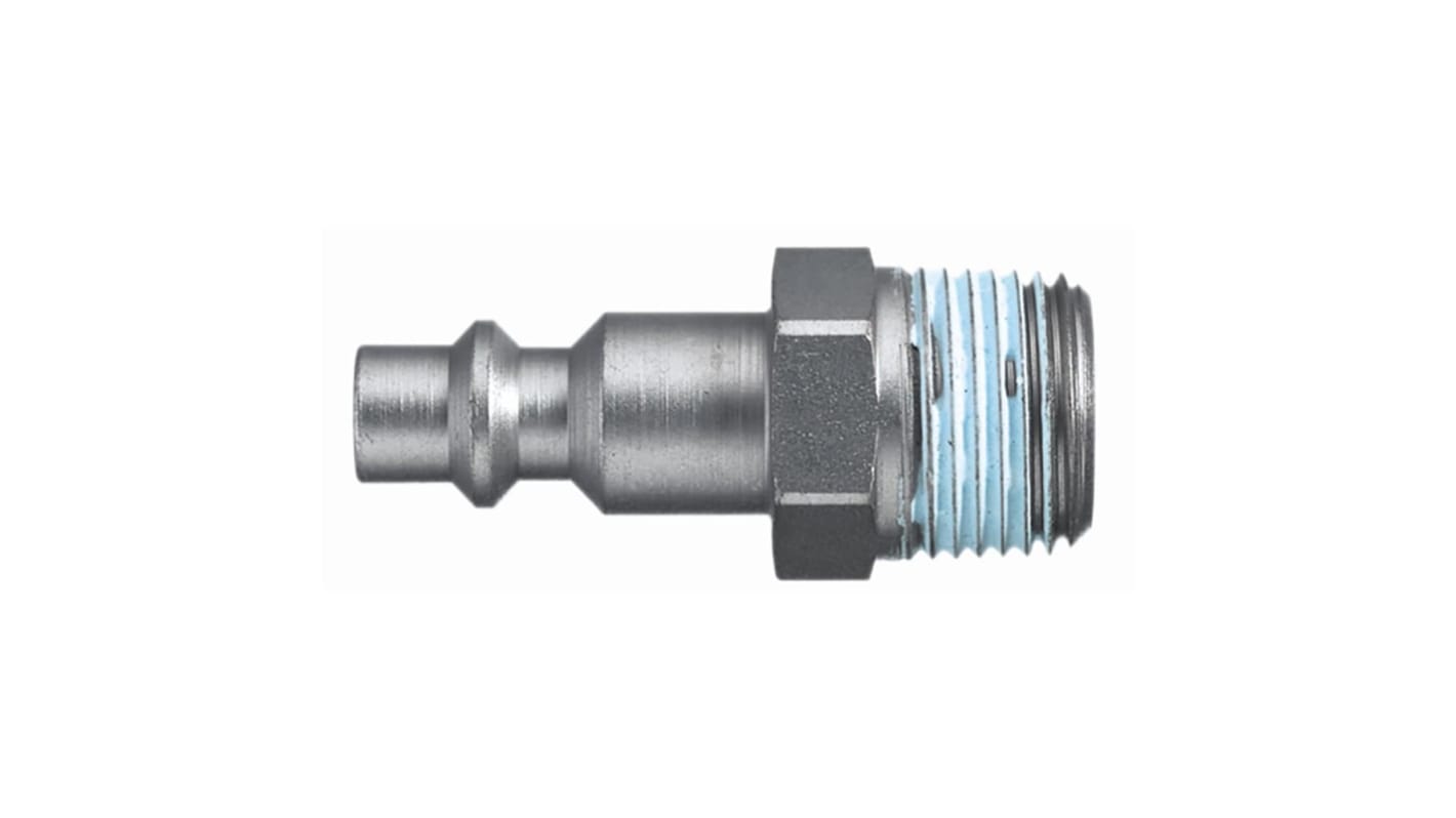 Legris Nickel Plated Steel Male Pneumatic Quick Connect Coupling, BSPT 1/4 Male Male Thread