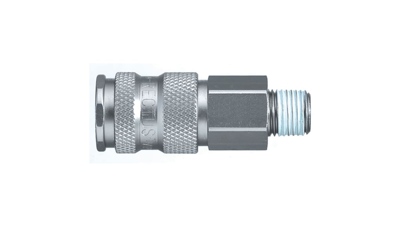 Legris Nickel Plated Brass Male Pneumatic Quick Connect Coupling, BSPP 1/4 in Male 23mm Male Thread