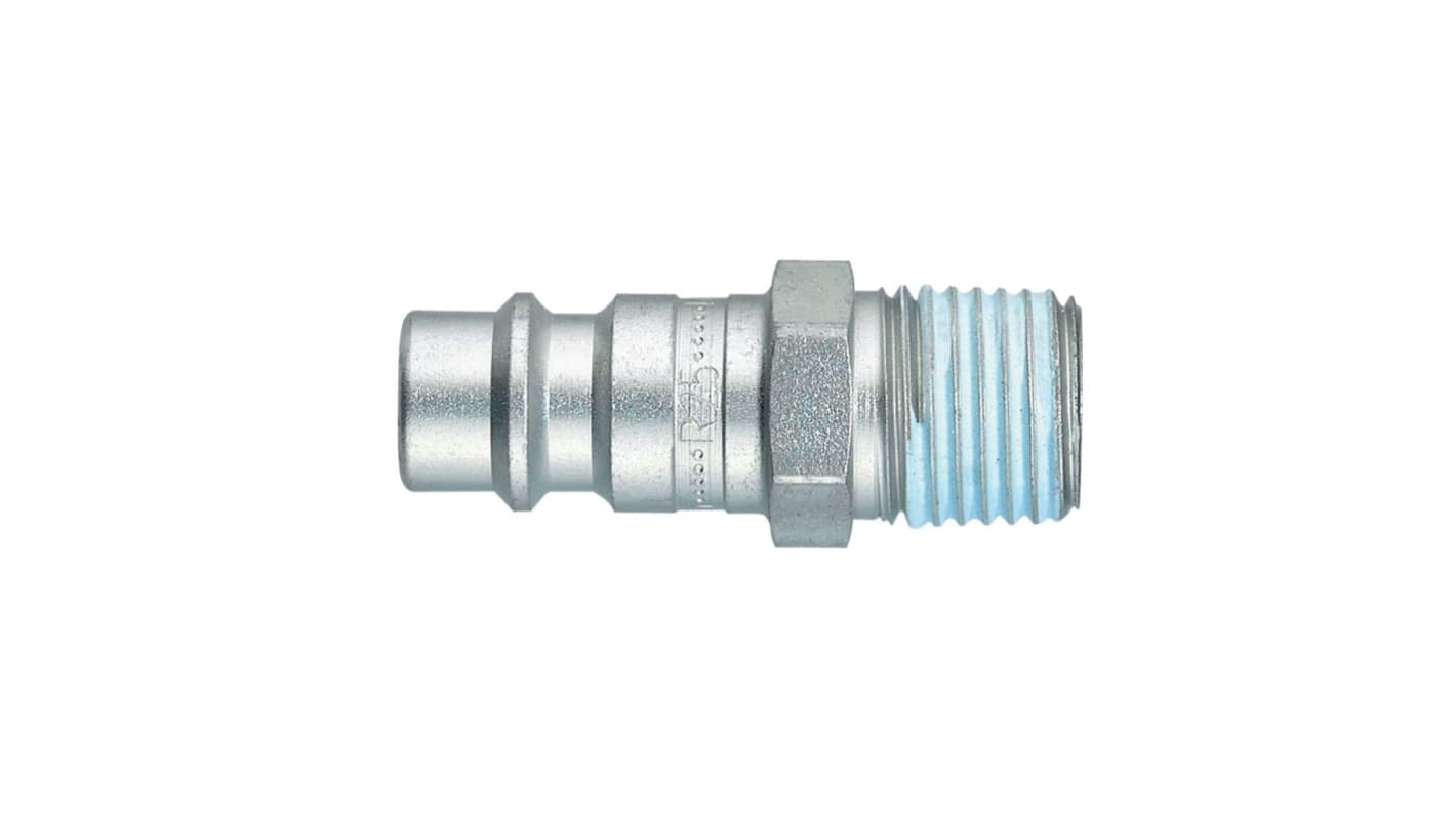 Legris Zinc Plated Steel Male Pneumatic Quick Connect Coupling, BSPT 1/8 Male Male Thread