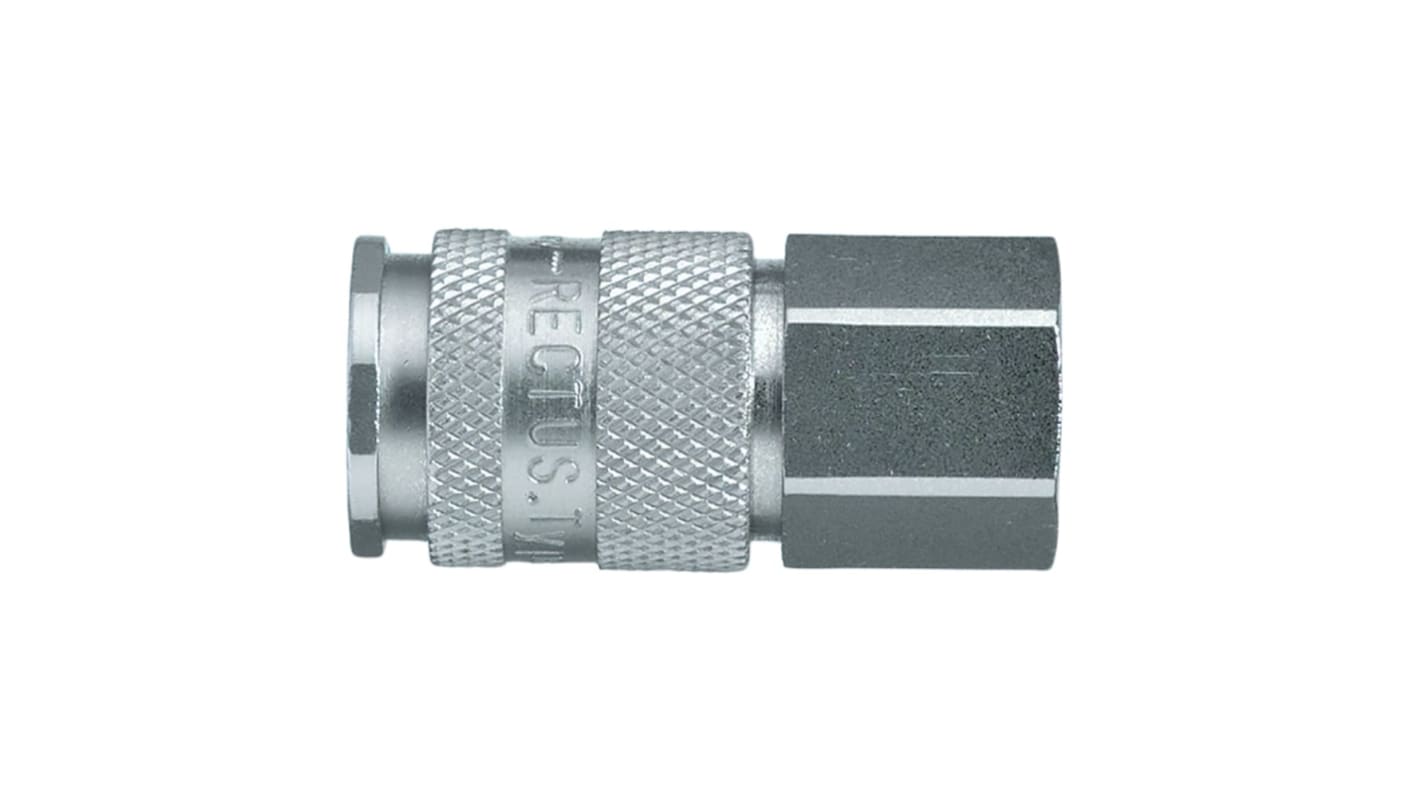 Legris Nickel Plated Brass Female Pneumatic Quick Connect Coupling, 1/2 in Female 27mm Female Thread